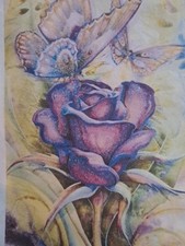 Stamped Cross Stitch Butterfly On Rose 11ct 40x50cm 24 Colors Project Bag DIY