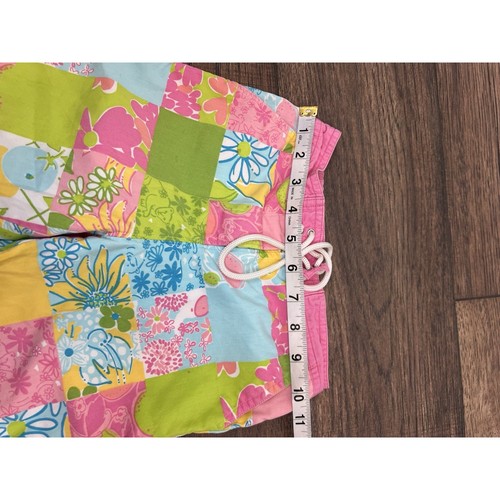 Lilly Pulitzer Girls Capri Pants Sz 6 Pink Green Blue Patchwork Long Board Short - Picture 3 of 5