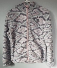 Eddie Bauer Kids Girls Hooded Sherpa Jacket Large 14/16 Gray/ White/ Pink 