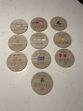 Rae Dunn 10 Piece Wood Milestone Plaques; Babies  First  Holiday/Home Pictures