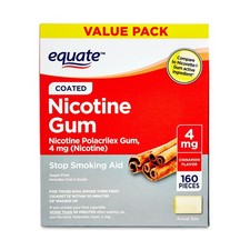 Equate Nicotine Polacrilex Coated Gum 4 mg, Cinnamon Flavor, Stop Smoking Aid
