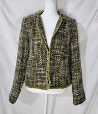 First Issue Liz Claiborne Green Tweed Career Blazer Jacket Size M