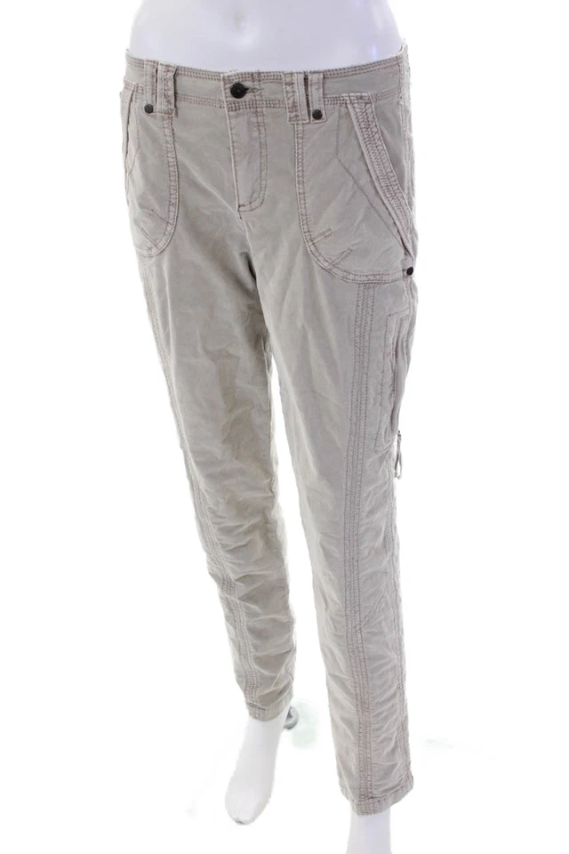 Pantalones de pana Marrakech para mujer tiro medio cremallera pierna ajustada beige algodón talla 27 Foto 2 de 4