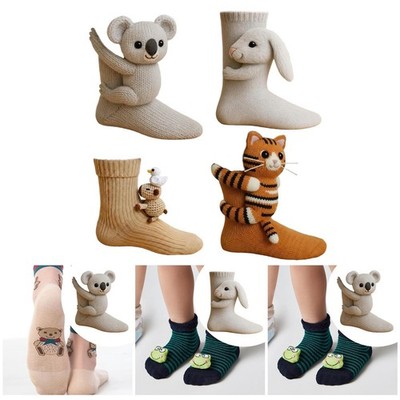 3D Strick Tier Socken Weich Creative Collection Winter für Frauen Warm Strumpf