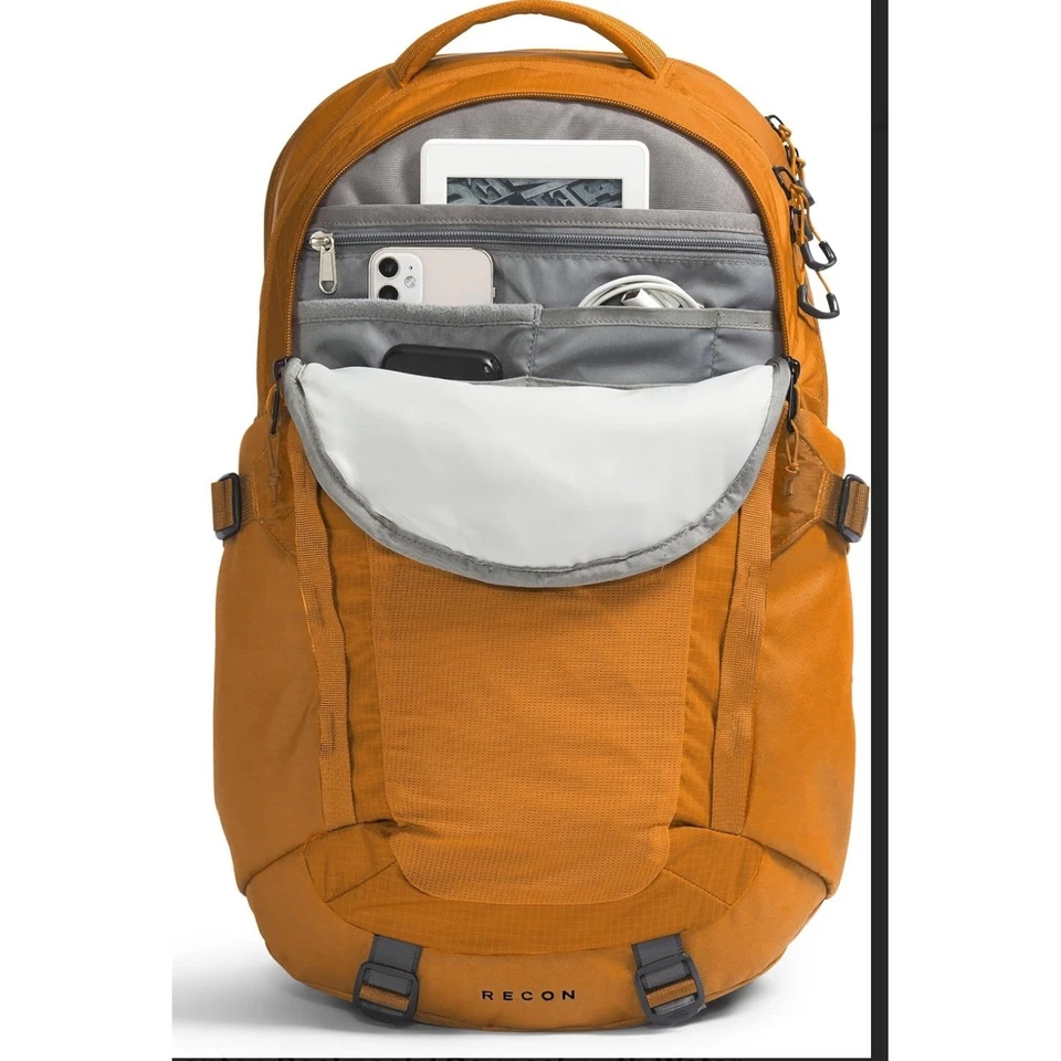 Mochila The North Face Recon laranja laptop ao ar livre viagem caminhada bolsa escolar - Imagem 4 de 4