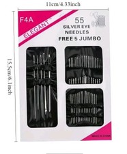 55 Pieces Stainless Steel Big Eye Hand Sewing Needles Set with Different Sizes