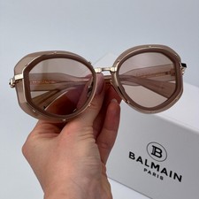 Balmain Women Sunglasses Titanium Nude Gold Brown Round BRIGITTE BPS-129C-53 NEW