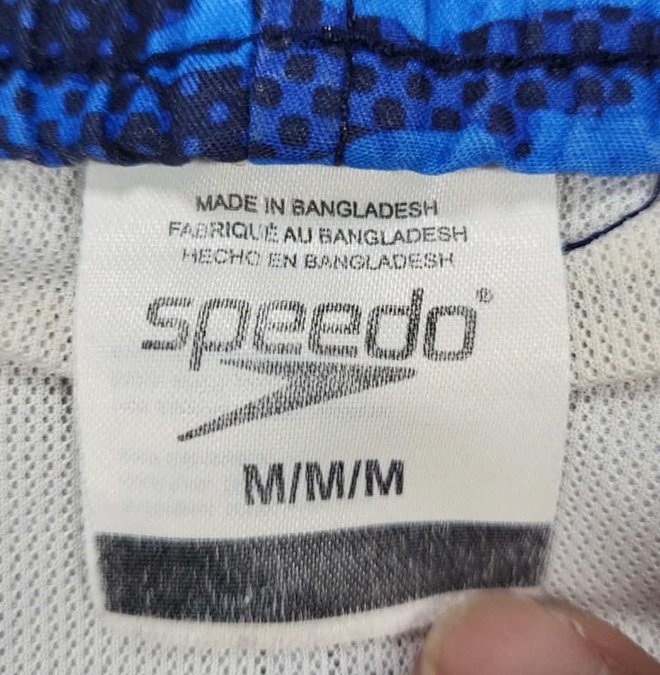 Bañador Speedo Para Hombre Mediano Azul Camuflado Pantalones Cortos Malla Forrado Cordón Poliéster Foto 2 de 4