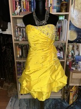 Mori Lee by Madeline Gardner Mini Dress Women’s Size 13/14 Yellow Strapless