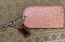 Coach Signature Logo Leather ID/Document Holder Keychain Wallet Tan/Brown