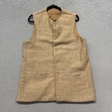 Vtg Wool Vest Mens M Brown Long Line Waistcoat Retro Style Classic Western