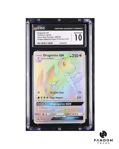 CGC 10 GEM MINT Dragonite GX Rainbow SM156 Pokemon Dragon Majesty SPC Promo