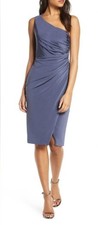 NWT Eliza J Chic One-Shoulder Dress in Slate Blue Size 10