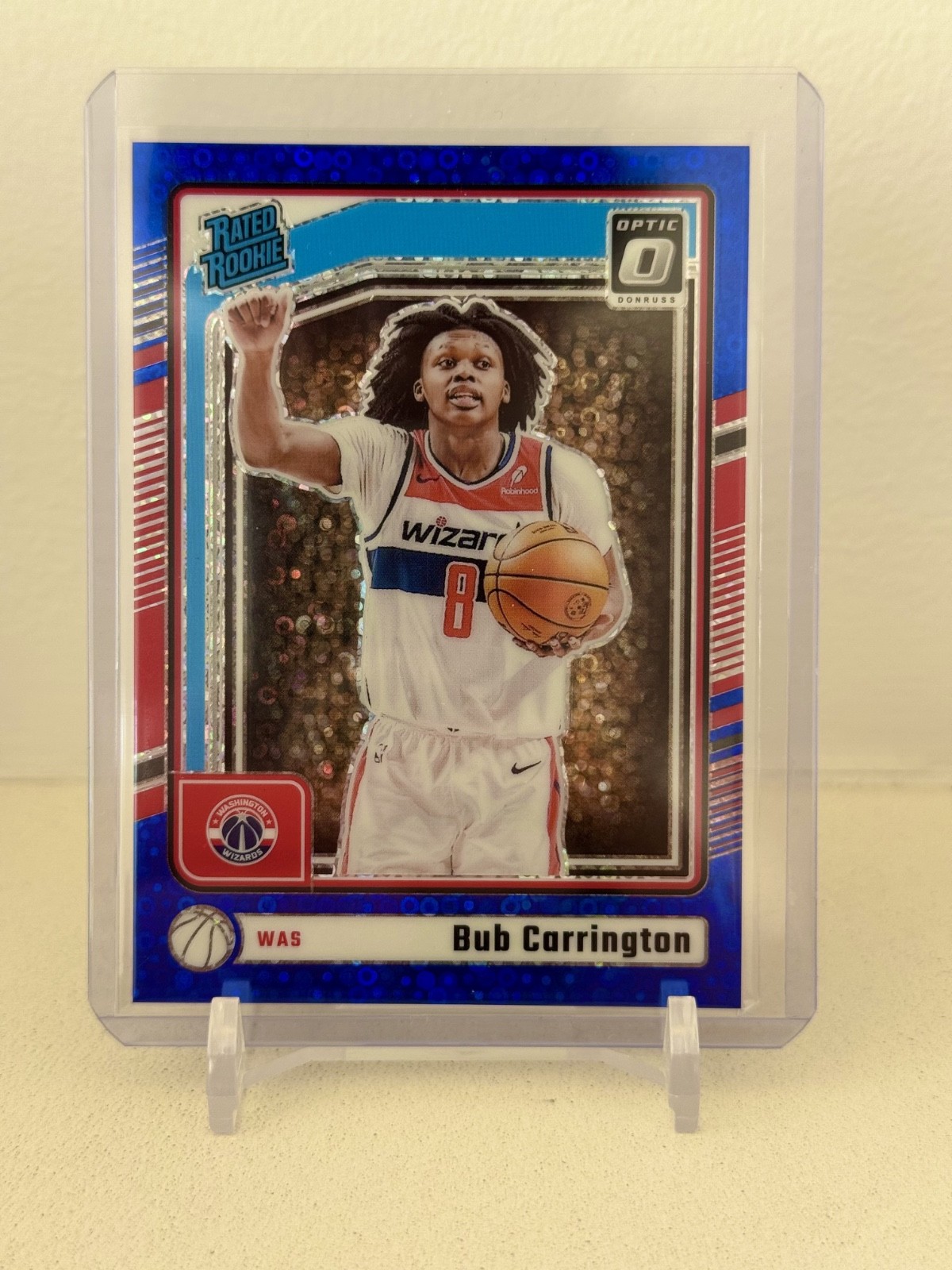 2024-25 Donruss Optic #273 Bub Carrington BLUE DISCO Fast Break Prizm RC /49