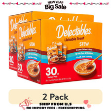 2 Pack Hartz Delectables Stew Lickable Wet Cat Treats Variety Pack, 30 Count