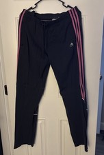 adidas Women's Size Medium 3-Stripes Track Pants - Black With Pink Stripes