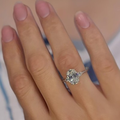 Ovalschliff Diamant Ring 14K Weißgold 2,30 Karat IGI Lab Grown E F VVS Hochzeit