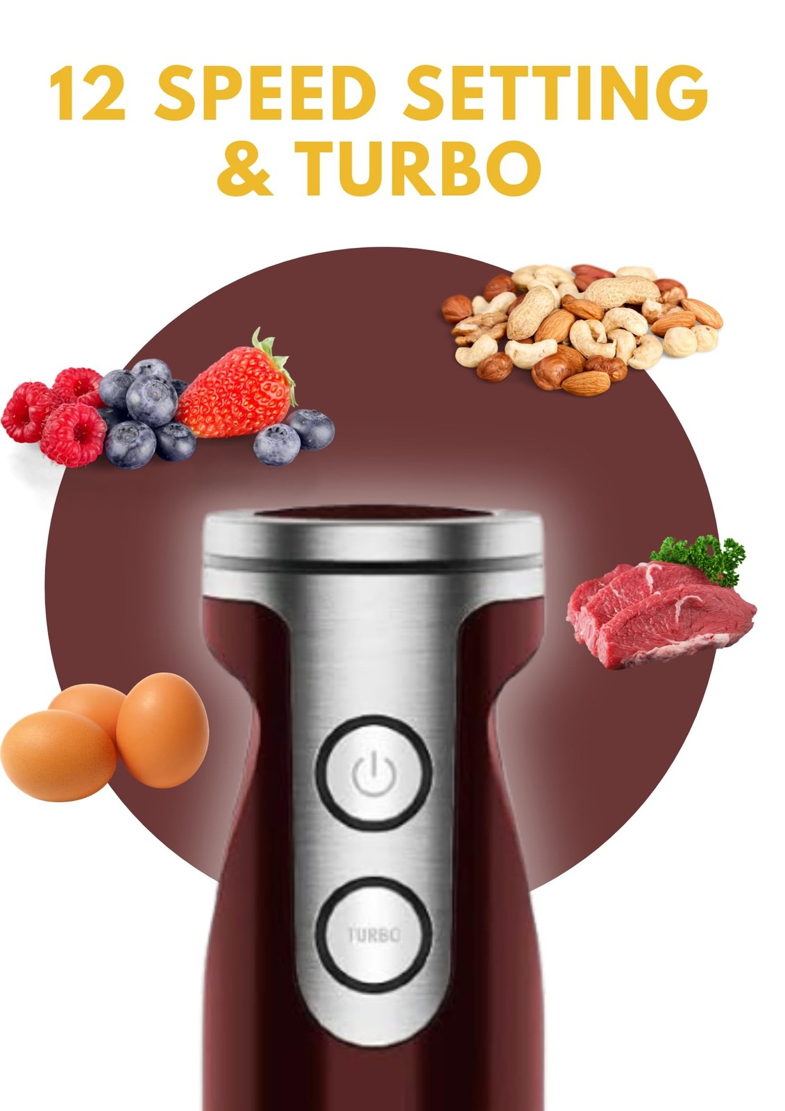 MEGAWISE new Hand Blender Series Single Hand Blender,no attachments,12-Speed,...