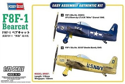 HobbyBoss F8F-1 Bearcat - Plastic Model Airplane Kit - 1/72 Scale - #87267