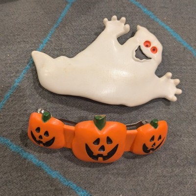 Vtg Hallmark Halloween Barrette Lot  Hair Haunters Ghost Pumpkins 