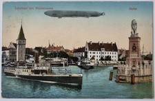 Zeppelin Foto / AK - koloriert - Luftschiff &uuml;ber Lindau am Bodensee - um 1910