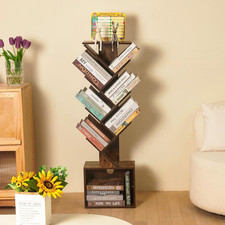 Tier Bookcase Home 7-Tier Tree Bookshelf, Small Bookcase with Reading Planner & 