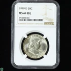 1949-D Franklin Half Dollar NGC MS 64 FBL - Toned Full Bell Lines