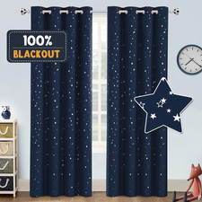 Blackout Kids Curtains for Bedroom Thermal Insulated Silver Twinkle Star Curtain