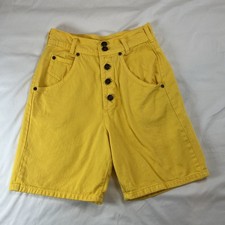 Vintage Paris Sport Club Women Shorts Size 5 Yellow High Waisted Button Fly