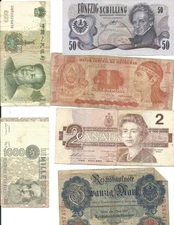 6  Vintage Foreign World Banknotes as in scan/ FREE FAST SHIPPING!