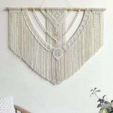 Achart Macrame Wall Hanging Large- Boho Decor- 43" W x 32" H, Beige-O
