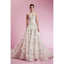 Elegant White Feather Wedding Dress Off Shoulder Sparkling Mermaid Bridal Gowns