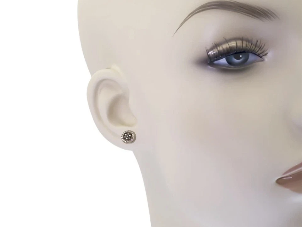 10k Rose Gold Brown White Diamond 7mm Flower Cluster Studs Earrings 0.25 ct - Image 4 of 4