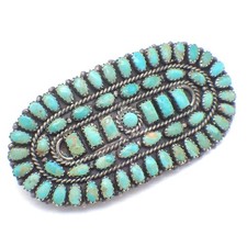 Navajo Turquoise Barrette Hair Clip Sterling Silver