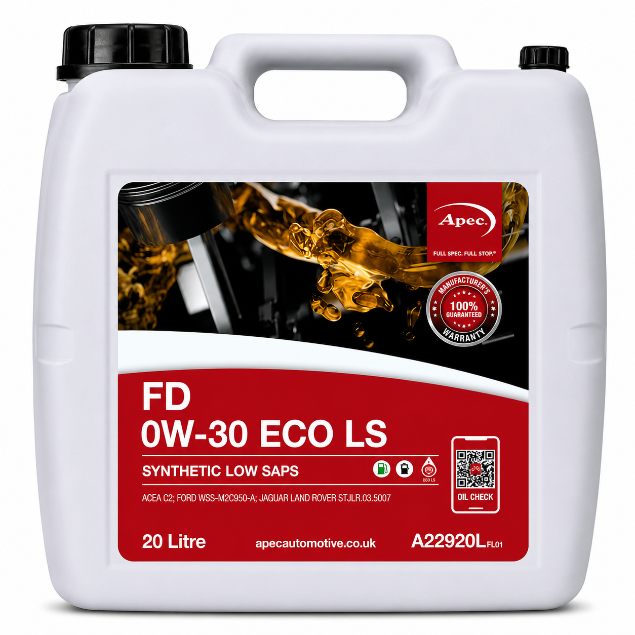 APEC FD 0W-30 ECO LS Fully Synthetic Engine Oil 20L | ACEA C2 WSS-M2C950-A