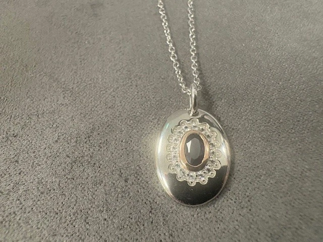 Clogau Silver & 9ct Rose Gold Princess Diana Sapphire Pendant 22" Sterling 925 - image 4 of 4
