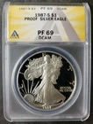 1987 S Proof $1 American Silver Eagle Dollar ANACS PF69 DCAM