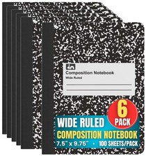 1InTheOffice Composition Notebook College Ruled, Black Marble Cover, 9.75 x 7...