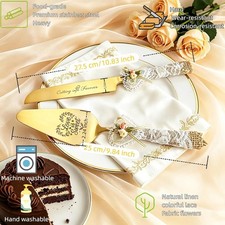 Wedding Cake Knife and Server Set   10.83" Serrated Knife  9.84" Server Gold