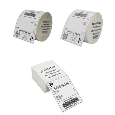 Direct Care 4"x6" Thermal Shipping Labels with Grey Self-Sealing Poly Mailing