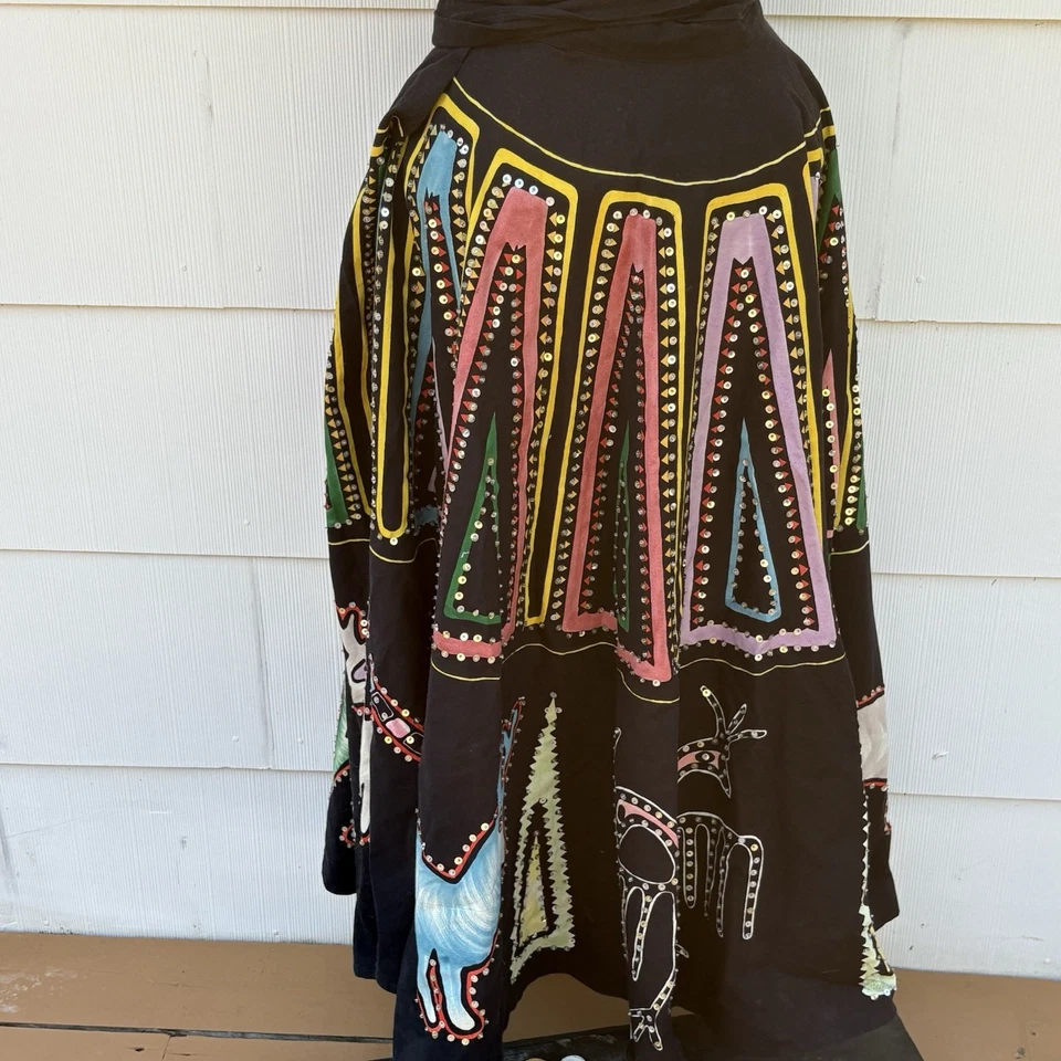 VTG Wrap Skirt Sequin Native American Folk Art Circle Skirt Handmade Bali MeJane - Image 2 of 4