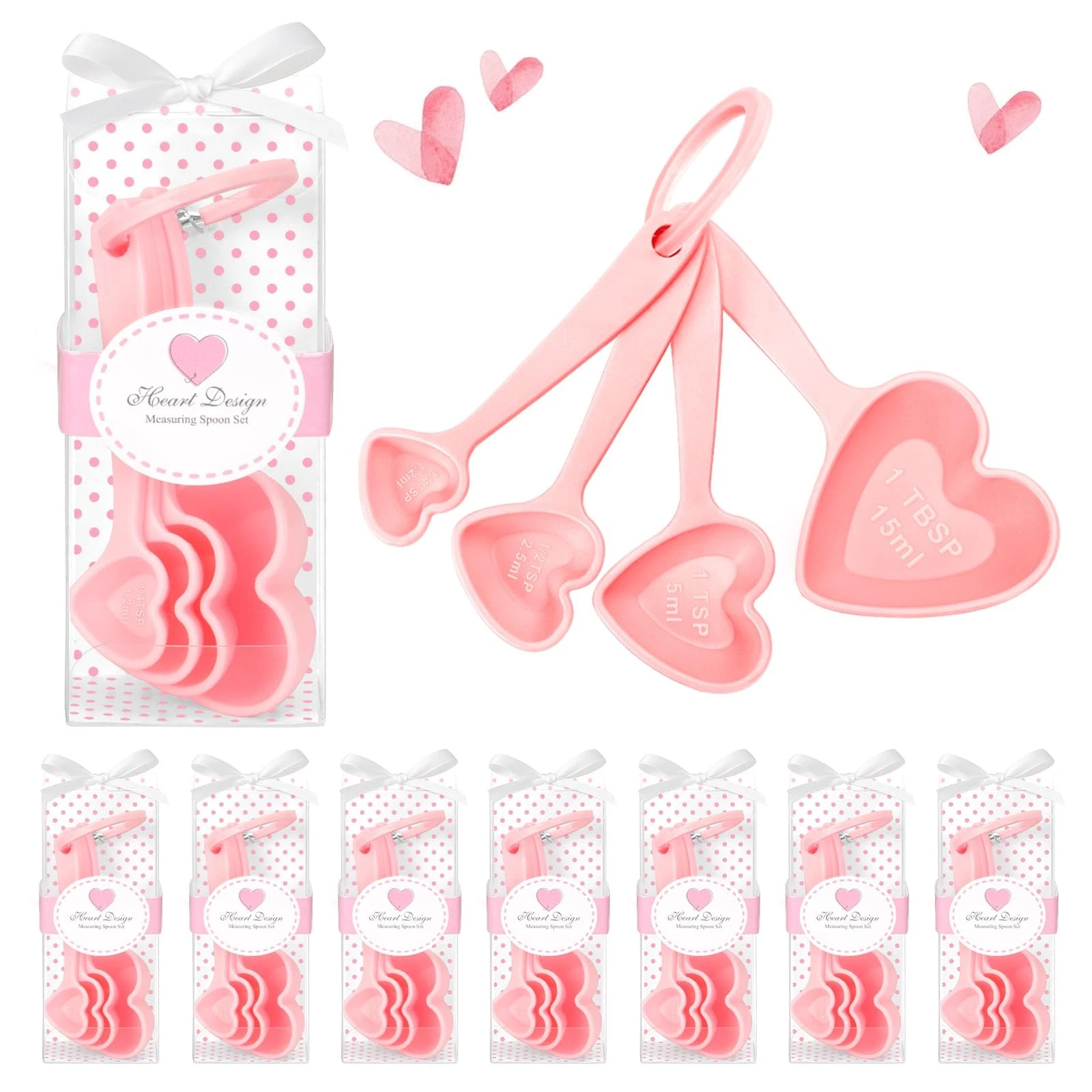 50 Set Heart Measuring Spoons, Plastic Wedding Favors for Guests, Bridal Show...