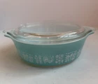 VTG PYREX Amish Butterprint Turquoise 471 1 Pint Dish Casserole Glass Lid 470-C
