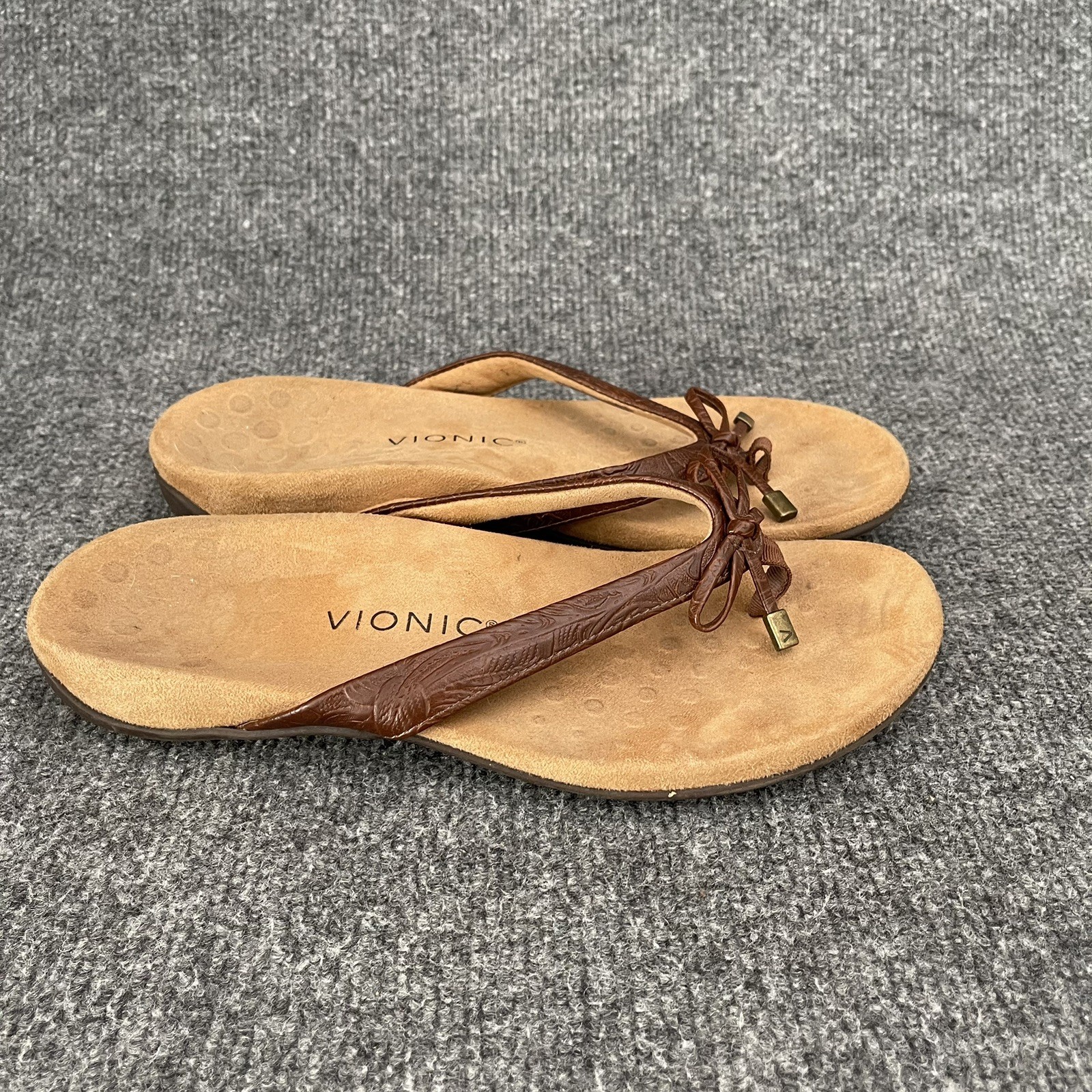 APL Sandali donna Vionic Bella taglia 9 pelle marrone infradito perizoma comodi