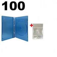 100 SLIM Clear Blue Color Single DVD Cases 7MM & 100 OPP Bags