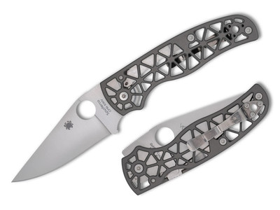 Spyderco Edgerati CPM-S30V Satin Plain Blade Gray Aluminum Handles C266ALP