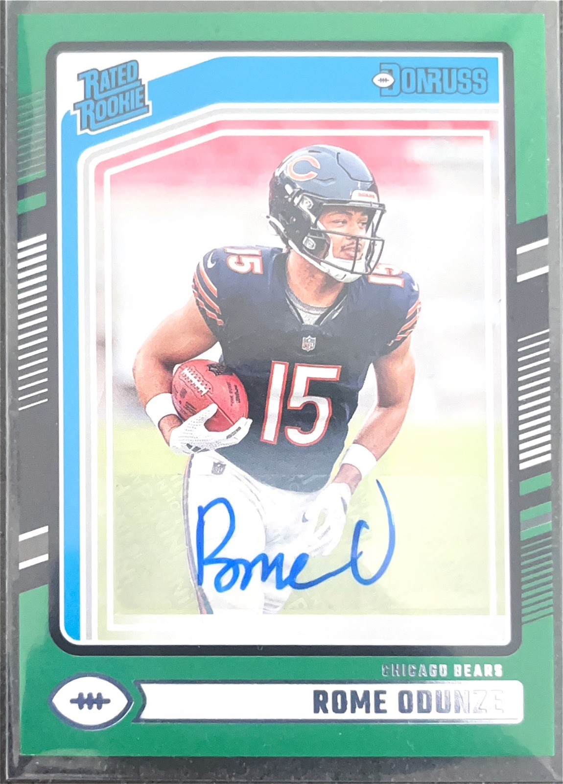 2024 Donruss Rome Odunze Rated Rookie Auto Green #309 Bears