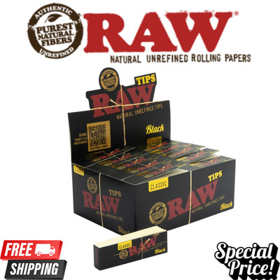 RAW Black Natural Unrefined Tips   Full Box (50 Packs) | 100% RAWthentic