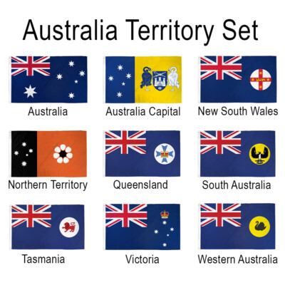 Set of 9 Australia State & Territory Flags 3x5ft Australian House Flags Set