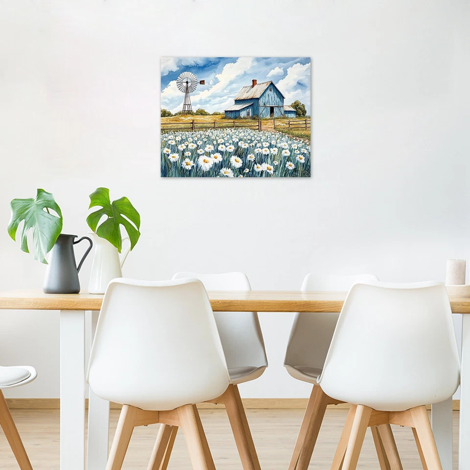 Yellow Vintage Floral Modern Farmhouse Canvas Wall Art for Bathroom Living Room - Image 3 of 4